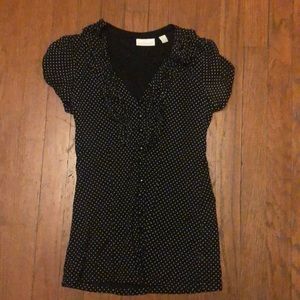 Size small black blouse with white polka dots